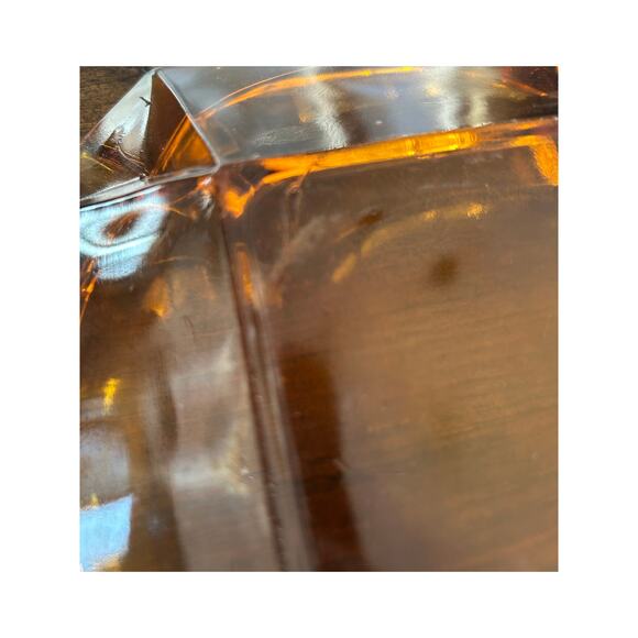 Vintage 1970s Amber Square Glass Ashtray‎ 8 x 8 4 Slot MCM Cigar Heavy Unisex - Picture 7 of 7